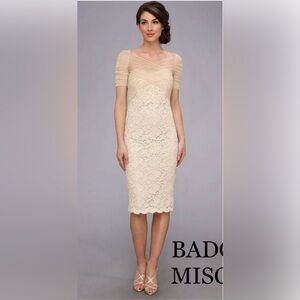 Badgley Mischka Beige Lace Dress